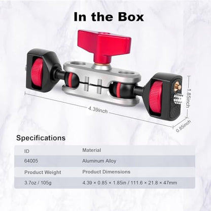 cametv Camera Magic Arm with Dual Ball Head & 1/4" Screws, Aluminum Magic Arm Camera Mount 360° Rotation for Monitor/LED Light/Microphone/Cage/Tripod (64005) - style: Double Head