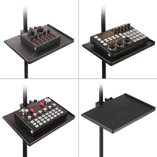 Microphones Sound Card Stand Tray for Music Interfaces Accessories with Strong Clamp Fit for 13-47mm Tube ABS Build - color: White