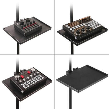 Microphones Sound Card Stand Tray for Music Interfaces Accessories with Strong Clamp Fit for 13-47mm Tube ABS Build - color: White