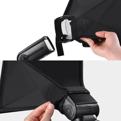 REFLEX CAMERA Universal Softbox Flash Diffuser 17×15cm (6.7×5.9in) for DSLR Camera Speedlite | Foldable Portable Light Modifier for Flash | Soft Even Lighting with Storage Pouch (20×15cm (7.9×5.9in)) - size: 20×15cm (7.9×5.9in)