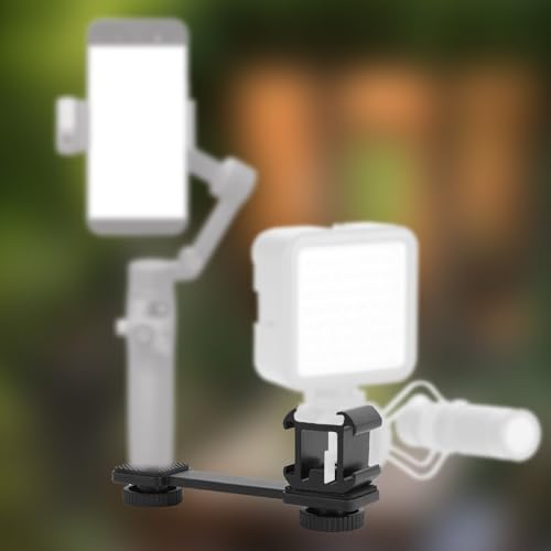 3 Port Cold Shoe Mount Plate, Adapter Bracket for Camera Microphone LED Light for Zhiyun Smooth 4 DJI Osmo Pocket Osmo Aluminum Alloy Triple Stabilizer Extension