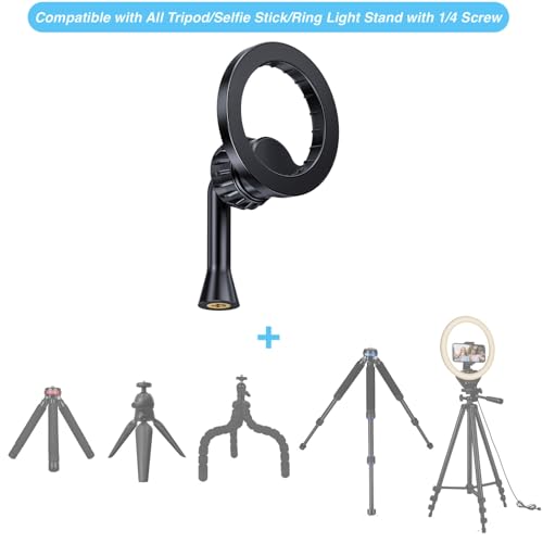 Magnetic Tripod Holder Mount for MagSafe, iPhone Tripod Mount Adapter with 1/4" Screw Hole, Magnetic Phone Tripod Holder Adapter for iPhone 17/16/15/14/13/12 Series - color: Black