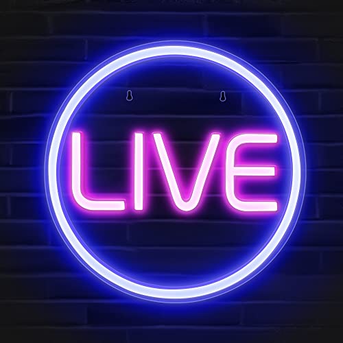 Lumoonosity Live Neon Sign - Blue&Pink LED On Air Light for Streamers/Influencers/Gamers - Streaming/Recording Live Neon Signs for Studio, Game Room, Bedroom - style: LIVE