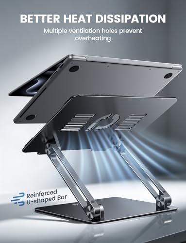 Lamicall Adjustable Laptop Stand, Portable Laptop Riser, Aluminum Laptop Stand for Desk Foldable, Ergonomic Computer Notebook Stand Holder for MacBook Air Pro, Dell XPS, HP (10-17.3'') - Black - color: 2-Black