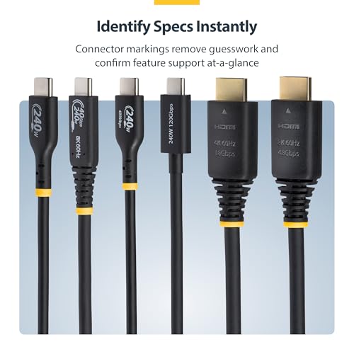 StarTech 15ft Ultra High Speed HDMI Cable, 8K 60Hz, HDR10+, 48Gbps | 8K 60Hz/4K 120Hz, HDMI 2.1 Cord with HDR10+ / eARC, Certified, HDMI21-CBL-8K60-15F - size: 15 ft