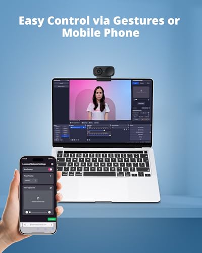 LOVENSE Webcam 2 4k for PC, Live Streaming Camera 1/2" Sensor True Focus Al Noise Canceling, Hand Gesture Control, Mobile Control, Auto Framing, Customizable Audio Modes, Microphones, Privacy Control