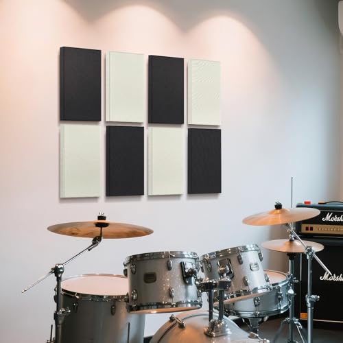 UMIACOUSTICS 4 PCS Acoustic Panels with Hanging Brackets, 2” Thick Fiberglass Sound Proof Panels Removable for Studios, Office, Home Theater Wall- Off White - color: Off White, size: 23.6" x 11.8"-4pcs