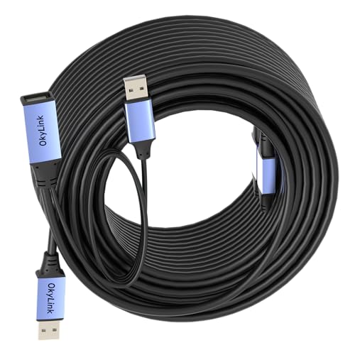OkyLink Active USB 2.0 Extension Cable A to A, Male to Female 100ft(30M) | 480Mbps Signal booster cord, compatible with printer, mouse, keyboard, scanner, camera - size: 100ft (30m)