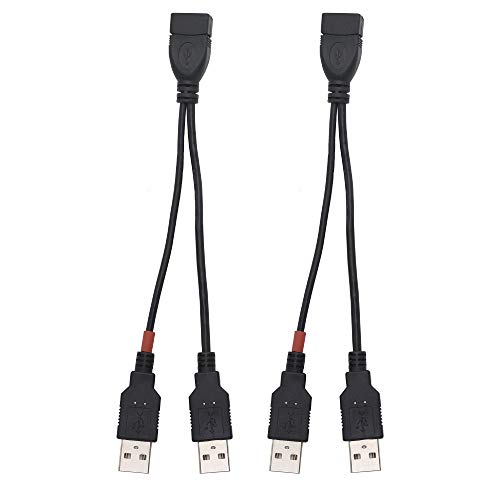 YOUCHENG 30cm USB 2.0A Female to Dual A Male Y Hub Adapter Cable for Computers and Mobile Phones - Data Transmission on One Port (2-Pack)