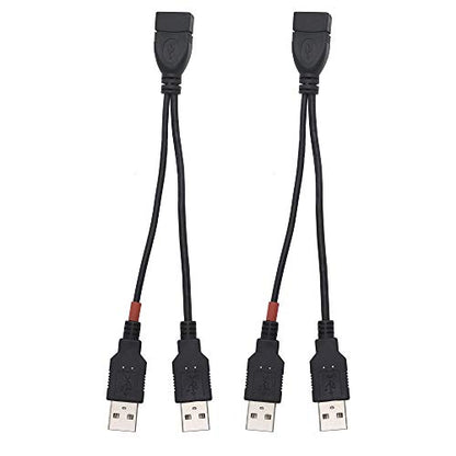 YOUCHENG 30cm USB 2.0A Female to Dual A Male Y Hub Adapter Cable for Computers and Mobile Phones - Data Transmission on One Port (2-Pack)