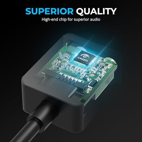SABRENT USB to 3.5mm Jack Audio Adapter, USB to Headphone Jack Adapter Sound Card, Upgrade to 24-Bit 96Khz for a deep Sound Quality (AU-UCMA) - style: USB-C