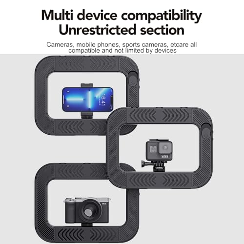 Smartphone Ring Selfie Light Kit Handheld LED Mobile Video Stabilizer Fill Lighting Rig Lights Built-in 8000mAh Battery Rechargeable for Phone Camera, YouTube, TIK tok Video Recording, Make up