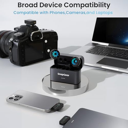 M2 Magnetic Wireless Microphone for iPhone/Camera/Android, Ultralight 9.5g, 984ft Range, 48kHz/24bit, Noise Cancellation, 48H Battery for Video Recording, Streaming - style: M2