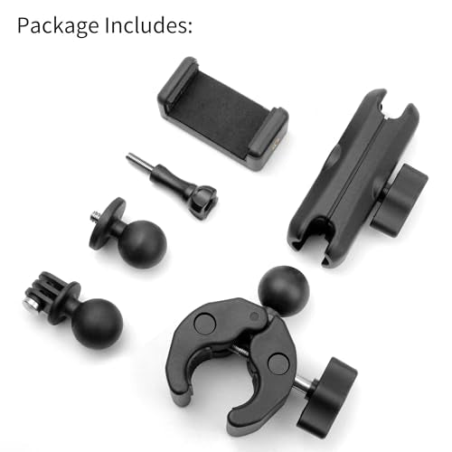 SOONSUN Super Clamp Mount with Dual 360° Ball Heads & Phone Holder, Heavy-Duty Camera Clamp Mount for GoPro Hero 13 12 11 10 9, Insta360, DJI Osmo, DSLR, Smartphones & Action Cameras