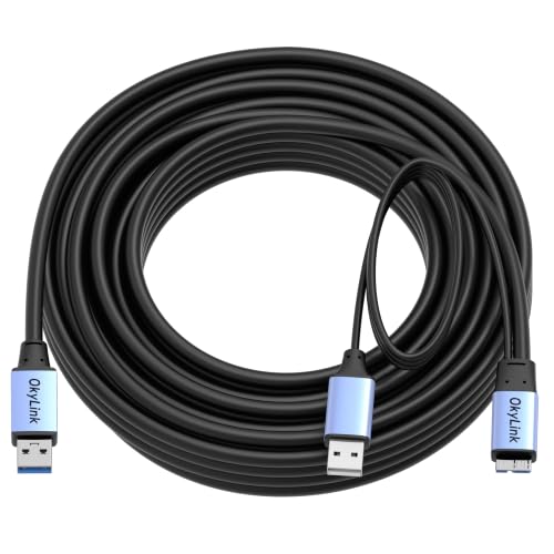 OkyLink Active USB 3.0 A to Micro-B Cable, Male to Male, 5Gbps, 32ft | 10M, 3.2 Gen 1, for External Hard Drive HDD SSD - color: Gray USB3.0, size: 32ft (10m)
