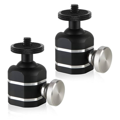Universal Mini Ball Head Tripod Camera Screw Mount, Connect Holders and Devices, 1/4"-20 Thread, 360 Rotatable, 90 Tiltable, Loads to 10lbs, Silver, 1pcs