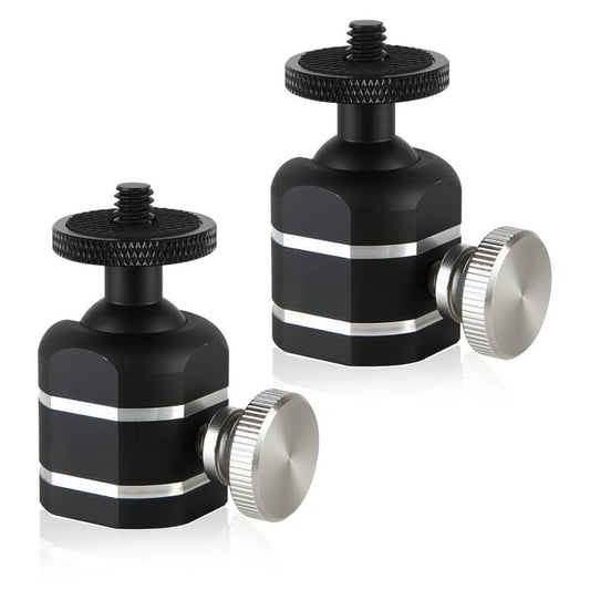 Universal Mini Ball Head Tripod Camera Screw Mount, Connect Holders and Devices, 1/4"-20 Thread, 360 Rotatable, 90 Tiltable, Loads to 10lbs, Silver, 1pcs