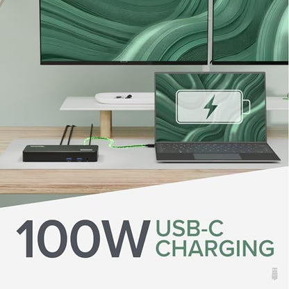 Plugable USB C Triple Display Docking Station | 100W PD, 3x HDMI (1x 4K 30Hz, 2x 1080p 60Hz), 6x USB 5Gbps Ports | Windows, macOS, ChromeOS Compatible - Enhance Productivity with Multi-Monitor Support