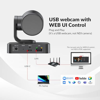 All-in-One Conference System: 4K AI PTZ Webcam with Dual Lens + Wireless USB/Bluetooth Speakerphone, AI Framing & Presenter Tracking, 15x Zoom, 360° Mic, Zoom/Teams/Webex Compatible for Meeting Room - size: 30