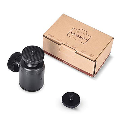 UTEBIT 2 Pack Universal 1/4" Swivel Mini Ball Head Screw Tripod Mount | 360° Rotating Mount Base Adapter 1/4" Camera Hot Shoe Mount for DSLR Cameras Vive Tripods Monopods Camcorder Light Stand - size: 24MM BALL-2PACK
