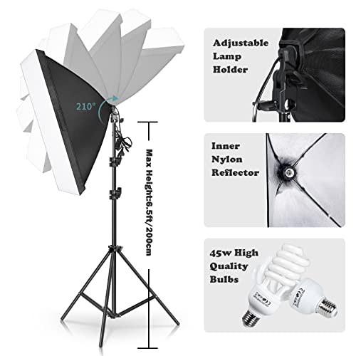 Photo Lighting Kit, 2M x 3M/6.6ft x 9.8ft Background Support System and 900W 6400K Umbrellas Softbox Continuous Lighting Kit for Photo Studio Product,Portrait and Video Shoot Photography