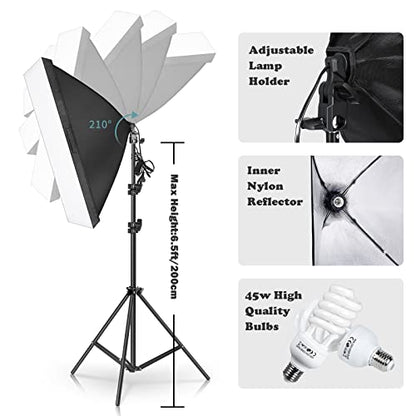 Photo Lighting Kit, 2M x 3M/6.6ft x 9.8ft Background Support System and 900W 6400K Umbrellas Softbox Continuous Lighting Kit for Photo Studio Product,Portrait and Video Shoot Photography