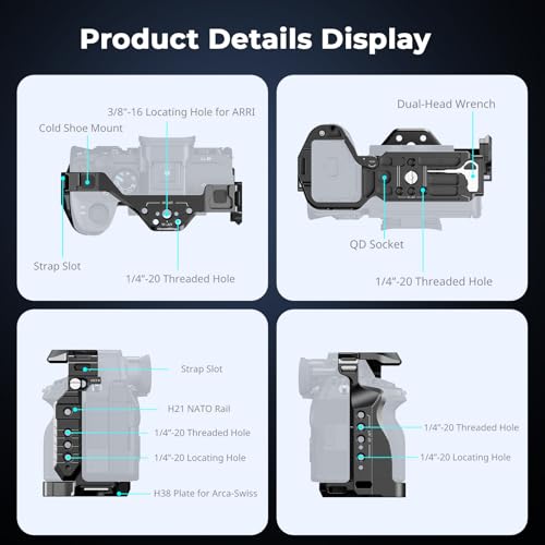 SmallRig HawkLock Quick Release Full Cage for Sony Alpha 7R V/Alpha 7 IV/Alpha 7S III/Alpha 1 / Alpha 7R IV/Alpha 7 V, Built-in Quick Release Plate for Arca, Cold Shoes (Upgraded Version) - style: Normal Cage