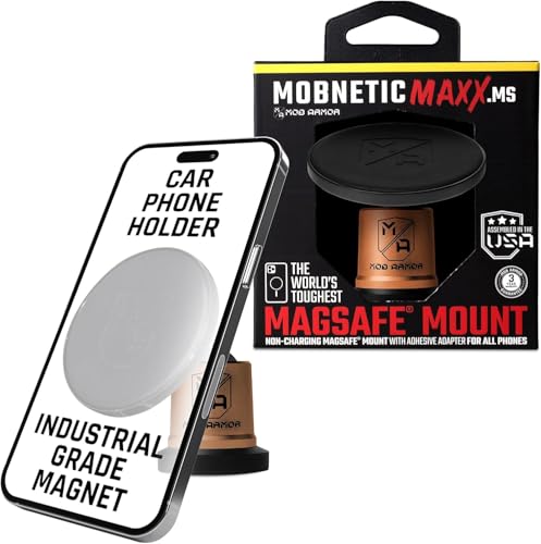 Mob Armor MobNetic Maxx MS - MagSafe Compatible Car Phone Mount w/ 90º Tilt, 360º Rotation & Durable Aluminum Build, Magnetic Holder for iPhone & Android Devices, USA Assembled - Bronze - color: Bronze