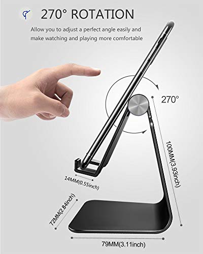 CreaDream Adjustable Cell Phone Stand, Phone Stand, Cradle, Dock, Holder, Aluminum Desktop Stand Compatible with Phone Xs Max Xr 8 7 6 6s Plus SE Charging, Accessories Desk,All Mobile Phones-Black - color: Black