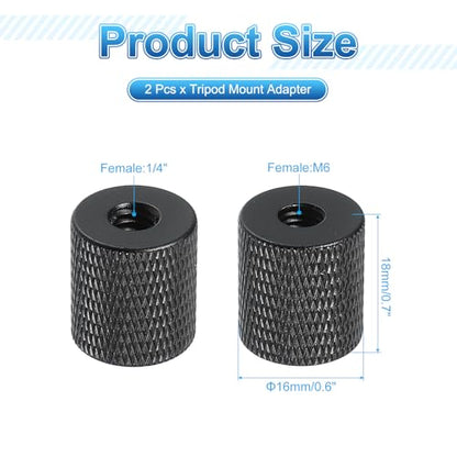 PATIKIL Tripod Screw Adapter 1/4" Female to M6 Male, 2 Pcs Tripod Nut Connectors Camera Mount Screw Camera Double Head Converter for Microphone Holder Magic Arms Accessories, 18 mm - size: 1/4" Female to M6 Male,18 mm