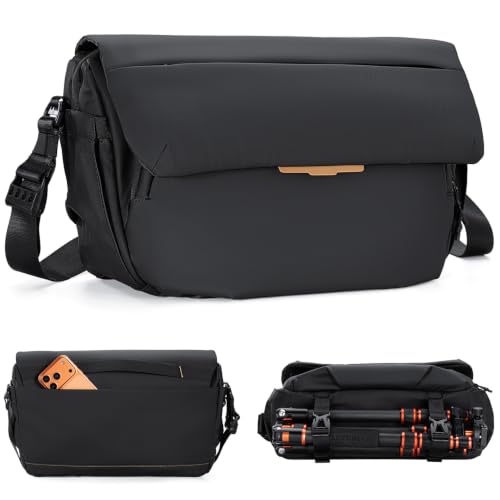 K&F CONCEPT Camera Sling Bag, 15L Camera Bags for photographers with 13" Laptop Compartment, Water Resistant Camera Crossbody Bag for DSLR/SLR/Mirrorless,Camera Shoulder Bag for Travel, Black - color: Black