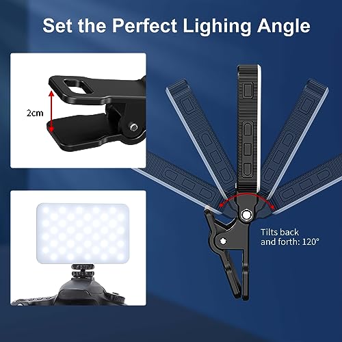 King Ma Portable Selfie Phone Light, 3 Modes LED Clip on Light Rechargeable Video Light for Phone Pictures, TikTok Vlog, Computer Laptop Video Conferencing