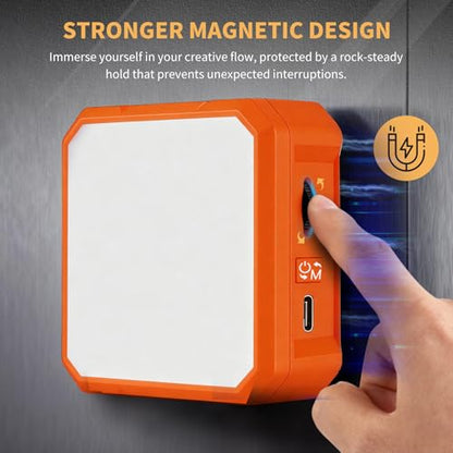 Ailight Magnetic LED Video Light, CRI 98+ 2500-9000K - Orange | Rechargeable 2000mAh, USB-C Fast Charging, Smart Sleep Function, Cold Shoe & Magnetic Mount, on Camera Light - color: Orange