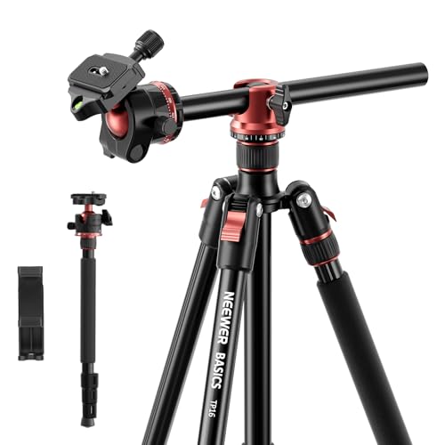 NEEWER Basics 70.9" Camera Tripod Monopod with Center Column & Ball Head, Quick Release Overhead DSLR Cell Phone Holder Stand Compatible with iPhone Travel Video Recording, 17.6 lbs Max Load, TP16 - style: TP16 w/Ball Head