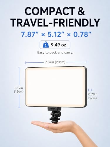 LED Video Light Panel, Dimmable DSLR Camera Light for Pictures Photo Video Recording with 4000mAh Rechargeable Battery, Cold Shoe, 240pcs Lamp Beads, CRI>95 2700K-6500K for Photography Live Streaming