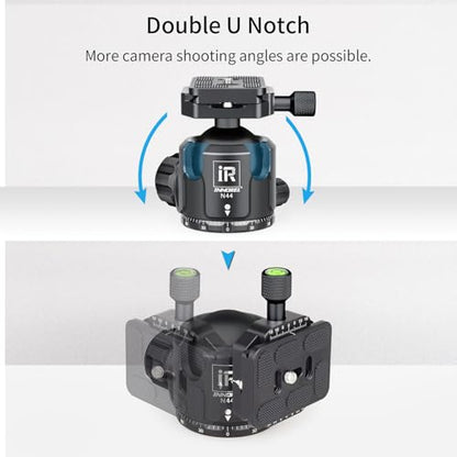Low Profile Tripod Ball Head-INNOREL N44, Black, Panoramic CNC Metal Camera Tripod Ball Head with Two 1/4" Screw Arca Swiss Quick Release Plates for Tripod,Monopod,DSLR,Camcorder,Max Load 55lbs/25kg - size: N44-Black