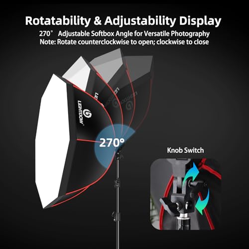 Light Box Photography Lighting Kit:37" Octa Softbox,Honeycomb Grid,110W LED Lamps,RC,Tripod Stands for Studio Light,Video Recording,Portraits,Model/Food/Pet/Baby/Product Shoots & Live Streaming - size: 1-Pack
