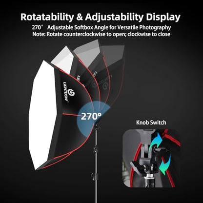 Light Box Photography Lighting Kit:37" Octa Softbox,Honeycomb Grid,110W LED Lamps,RC,Tripod Stands for Studio Light,Video Recording,Portraits,Model/Food/Pet/Baby/Product Shoots & Live Streaming - size: 1-Pack