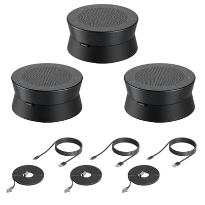 Nearity A20Sx3 Conference Speaker and Microphone, USB Speakerphone w/8 Mics, 16ft Voice Pickup, AI 2.0 Noise Cancelling, USB Speakermic with Daisy Chain, Works with Microsoft/Teams/Google Meet - color: A20S-3PACK-BLACK