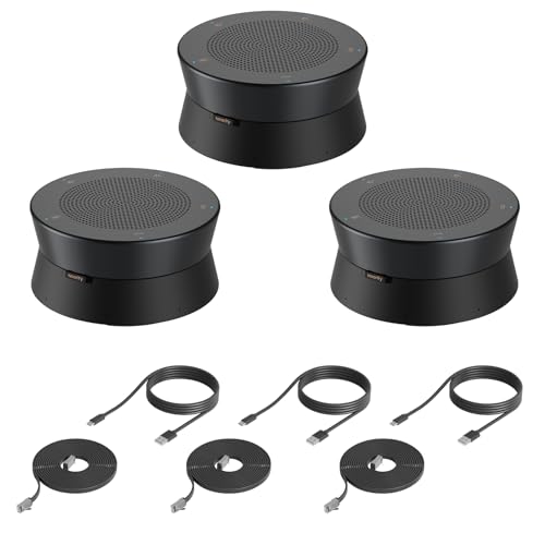 Nearity A20Sx3 Conference Speaker and Microphone, USB Speakerphone w/8 Mics, 16ft Voice Pickup, AI 2.0 Noise Cancelling, USB Speakermic with Daisy Chain, Works with Microsoft/Teams/Google Meet - color: A20S-3PACK-BLACK