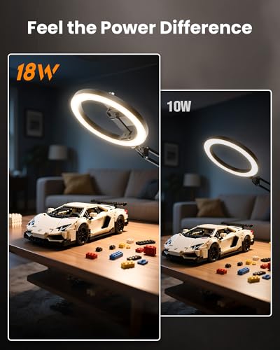 Pro Bright Overhead Ring Light with Clamp for Desk, Plug-in Powered for Stronger Lighting, Flexible Arm Phone Mount for Video, Cooking, Crafts & Livestream (18W) - size: High Brightness 36.6" - Clip-On Phone Holder