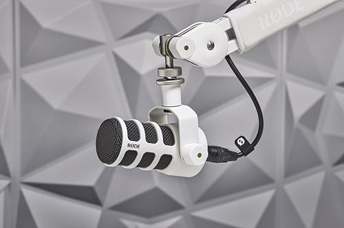 RØDE PodMic Cardioid Dynamic Broadcast Microphone - White - color: PodMic White