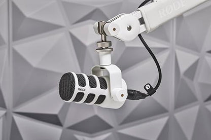 RØDE PodMic Cardioid Dynamic Broadcast Microphone - White - color: PodMic White