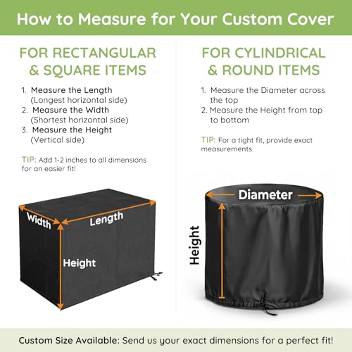Lokex Custom-Sized Dust Cover | Upgraded Olefin Fabric, Drawstring Buckles, Elastic Hem, Storage Bag, Suitable for Patio Furniture & Various Equipment
