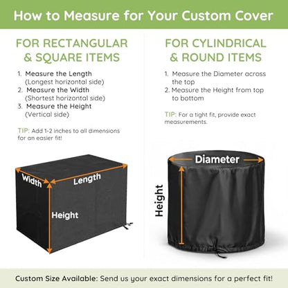 Lokex Custom-Sized Dust Cover | Upgraded Olefin Fabric, Drawstring Buckles, Elastic Hem, Storage Bag, Suitable for Patio Furniture & Various Equipment