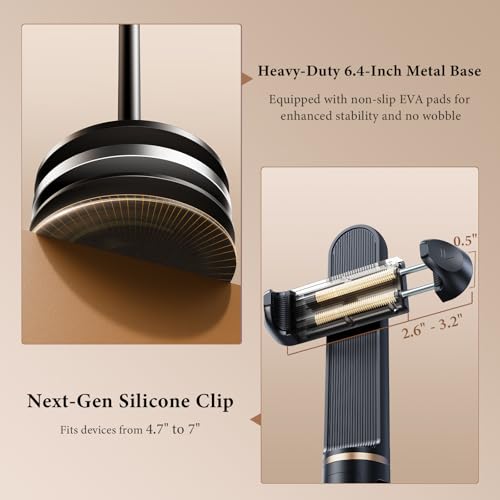 Height/Angle Adjustable Phone Holder, 10"-25" Retractable Tall Phone Stand for Desk,720°Rotatable+180flip Phone Holder Stand for Video Calls Kitchen Table Office Etc -Clip Type - style: Clip Style