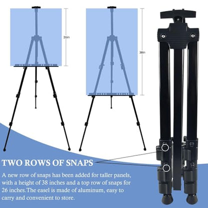 NS JYMB Black 4 Pack 17-66 Inch Art Easel Stand for Painting and Sign | Four 17-66 inch metal tripod easels for display stand, canvas holder, floor and poster board use - style: 66Black 4pack