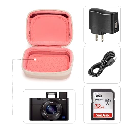 Cwatcun Digital Camera Case, Small Camera Pouch Carrying & Protective Case for AbergBest 2.7" LCD Kodak Pixpro/Canon PowerShot ELPH 180/190 / DSCW830 Travel Cameras, Waterproof Shockproof Case, Pink - color: Pink