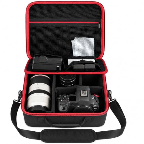 Camera Case for Canon/for Sony/for Nikon DSLR SLR Cameras, Large Capacity | EOS Rebel T7/R50/R6 Mark II/R100,Alpha 7 IV/ZV-E10/A6400/A6700/A6100,D7500,Lens/ Battery/Tripod Bag, Shoulder Strap, Box Only - color: Black, size: Medium