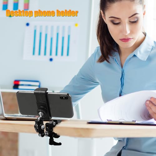 Guitar Phone Holder Mount, Universal Phone Holder for Guitar Bass Ukulele, 360° Ballhead Magic Arm Super Clamp Guitar Camera Clamp Mount Clip for iPhone Samsung All Smartphones